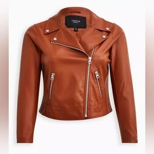 Torrid Moto Faux Leather Asymmetrical Moto Jacket - Brown